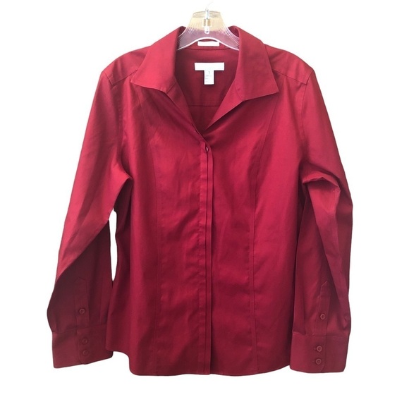 CHICO’S / no iron/ size 1/ button down/ red / Long sleeve - Picture 1 of 10